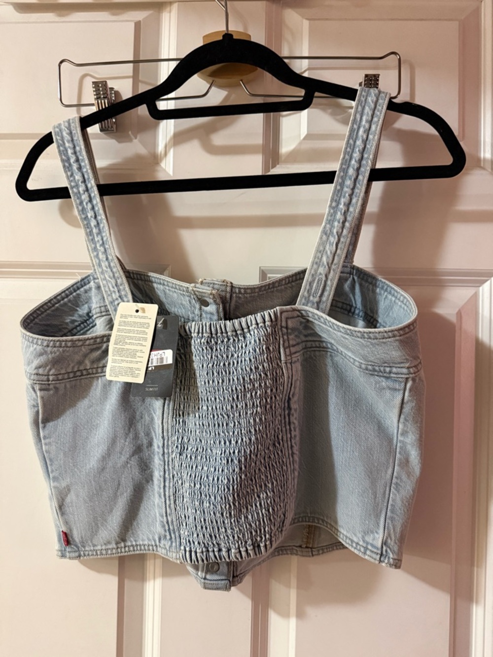 🩵 NWT Levi’s Drea Tank Top L - Corset‑Style Crop - Light Wash - Picture 8 of 16